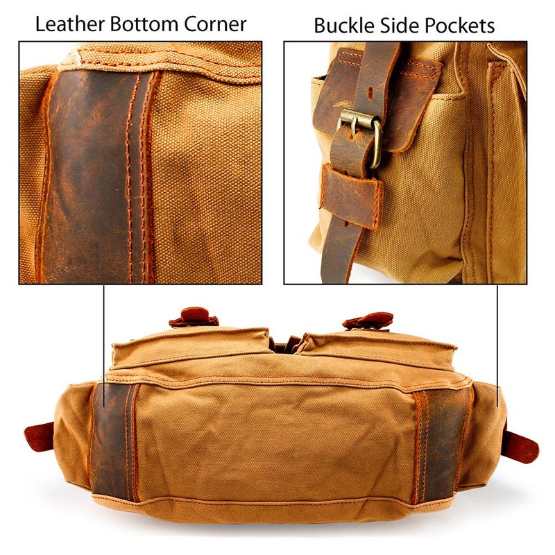 GEARONIC Men and Women Messenger Bag 15'' Laptop Satchel Vintage Rucksack Shoulder Leather Crossbody - Image 4